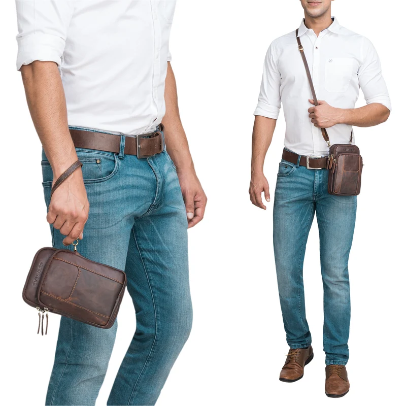 "Tertius" 3-in-1 Herren Umhängetasche Handgelenktasche Gürteltasche