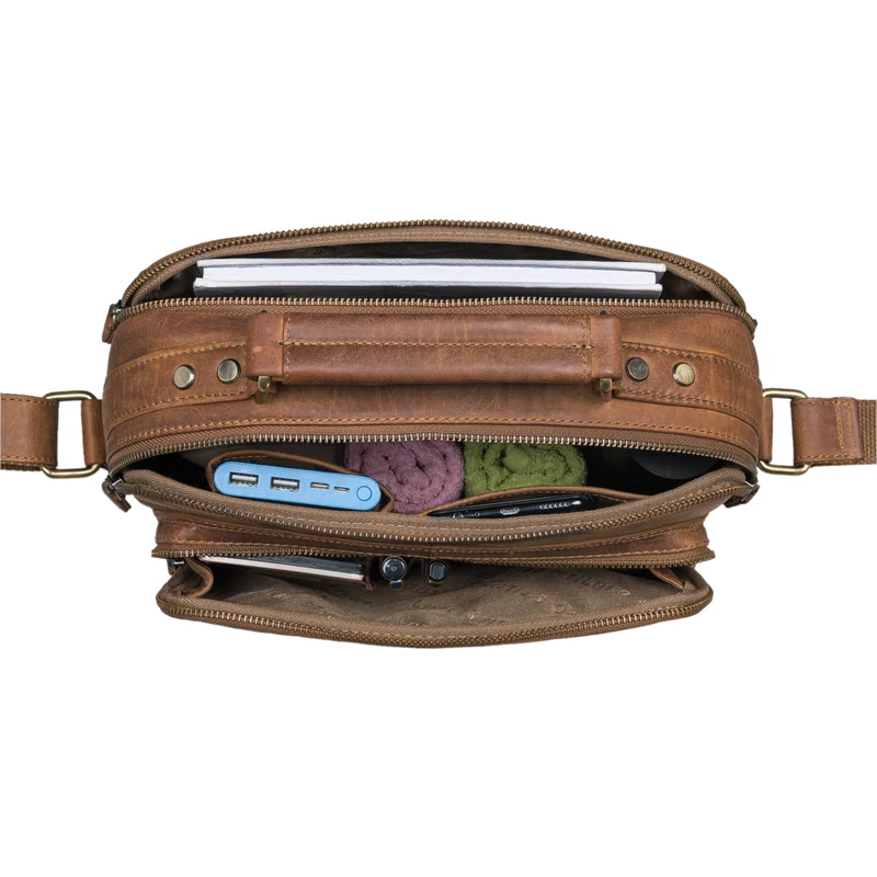"Kuno" Umhängetasche Herren Leder klein Schultertasche und Handtasche