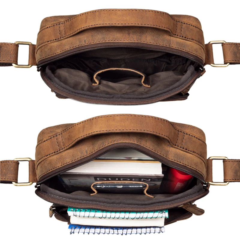"Ivan" kompakte Männerhandtasche Leder mit Henkel