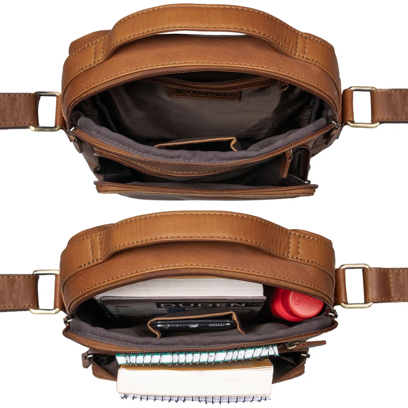 "Ivan" kompakte Männerhandtasche Leder mit Henkel