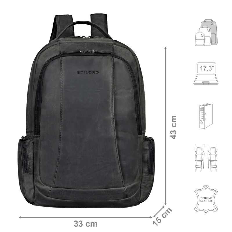 "Waldo" Lederrucksack mit Laptopfach 17,3 Zoll Damen und Herren