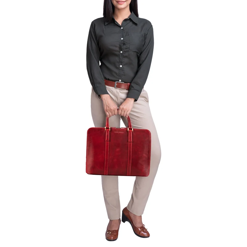 "Clover" Schmale Arbeitstasche Damen Leder Elegant