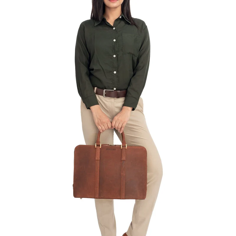 "Clover" Schmale Arbeitstasche Damen Leder Elegant
