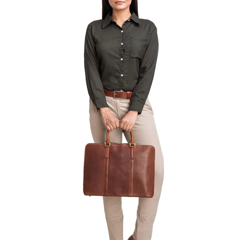 "Clover" Schmale Arbeitstasche Damen Leder Elegant