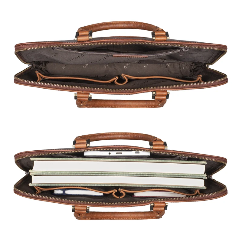 "Clover" Schmale Arbeitstasche Damen Leder Elegant