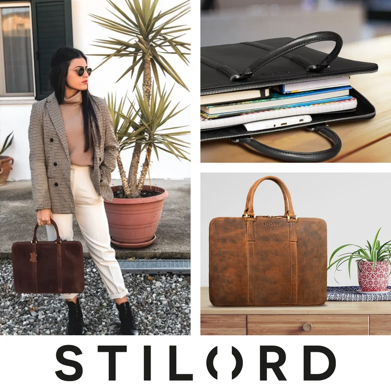"Clover" Schmale Arbeitstasche Damen Leder Elegant