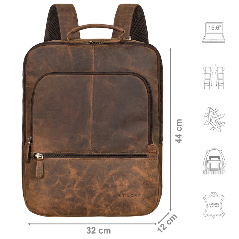 "Forest" Laptop Rucksack 15.6 Zoll Leder für Herren und Damen