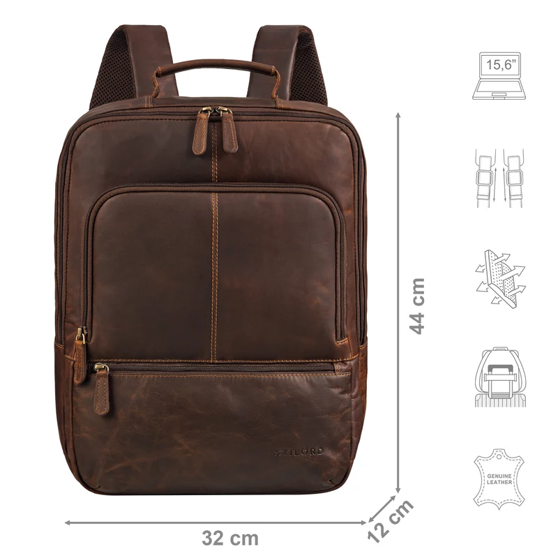"Forest" Laptop Rucksack 15.6 Zoll Leder für Herren und Damen