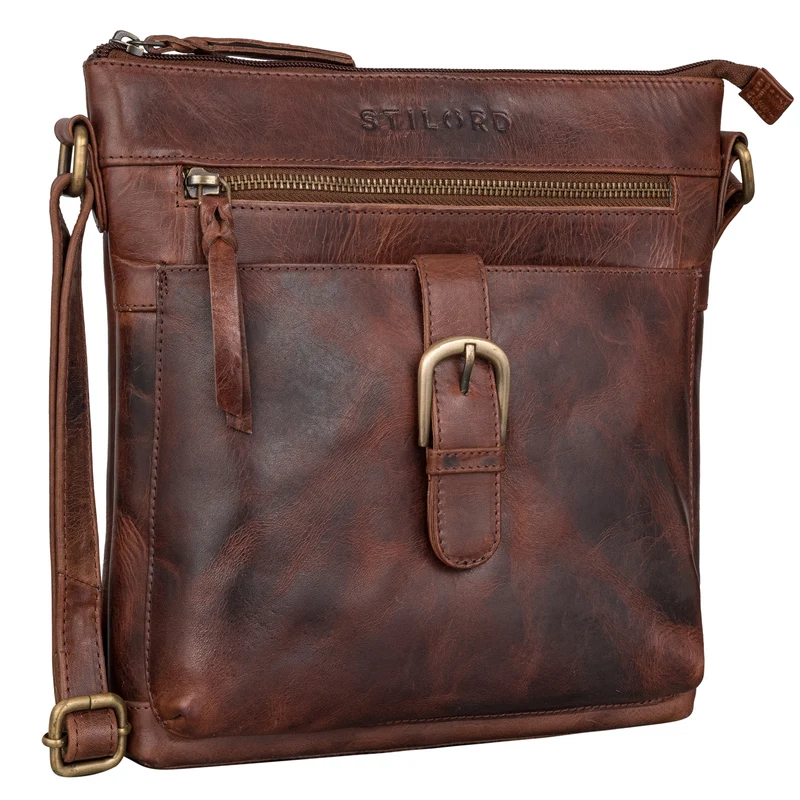 "Theodora" Vintage Leder Handtasche Damen Umhängetasche