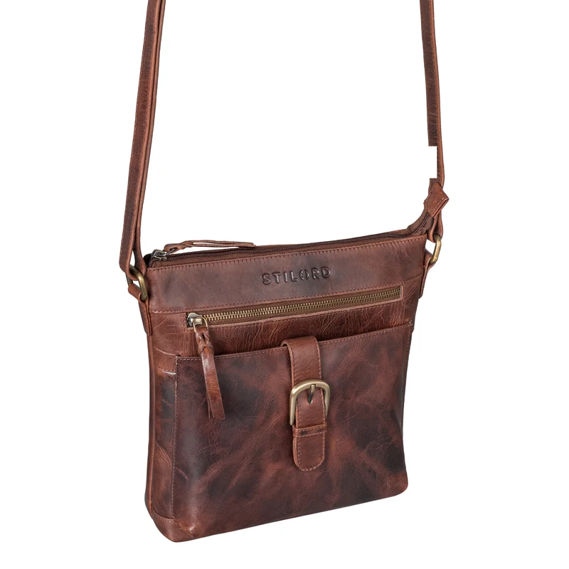 "Theodora" Vintage Leder Handtasche Damen Umhängetasche