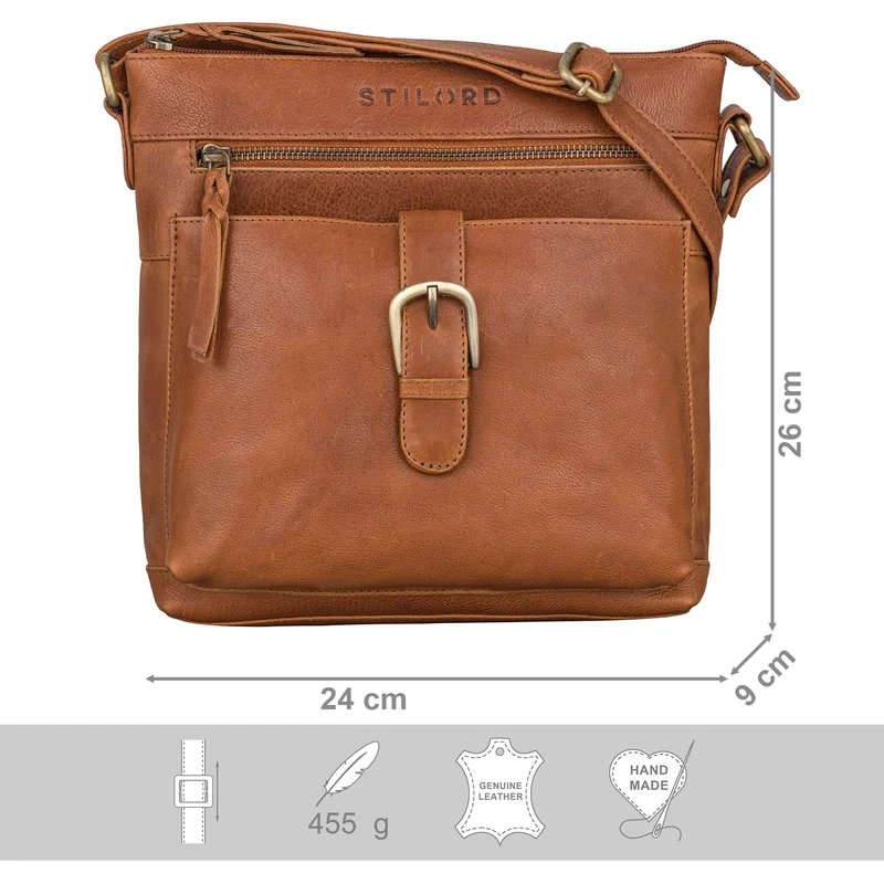 "Theodora" Vintage Leder Handtasche Damen Umhängetasche