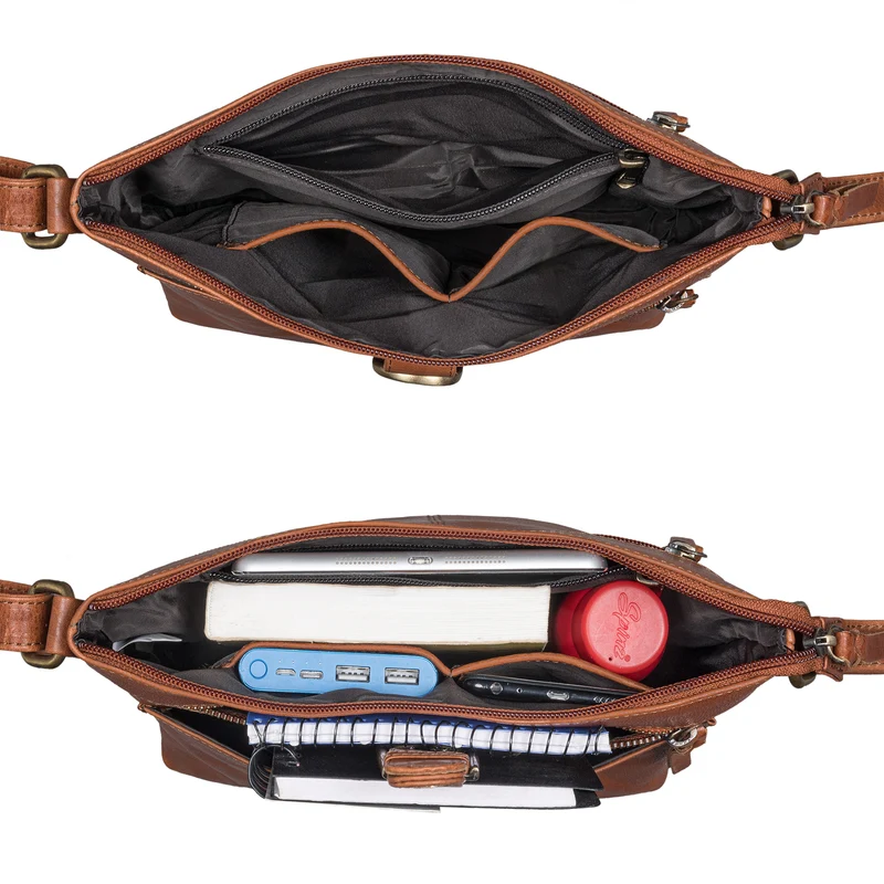 "Theodora" Vintage Leder Handtasche Damen Umhängetasche