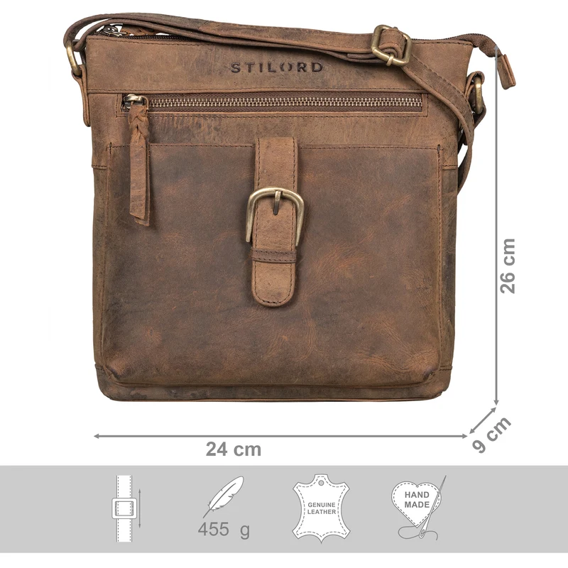 "Theodora" Vintage Leder Handtasche Damen Umhängetasche