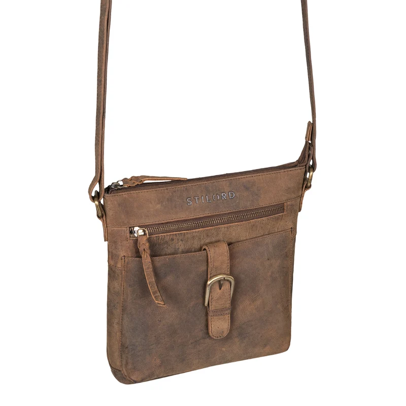 "Theodora" Vintage Leder Handtasche Damen Umhängetasche