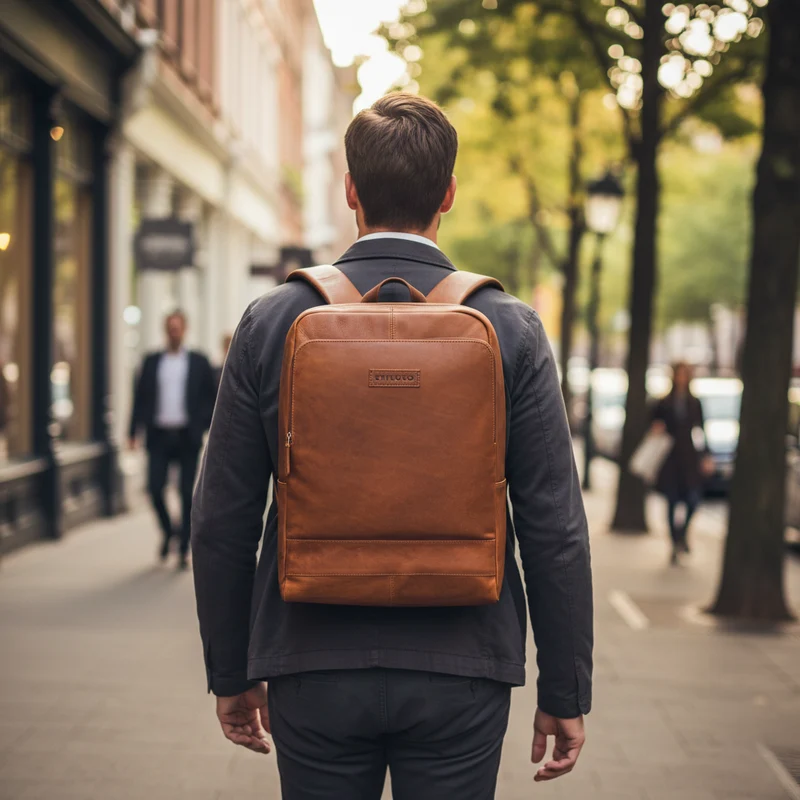 "Wilbert" Rucksack mit vielen Fächern Leder Vintage