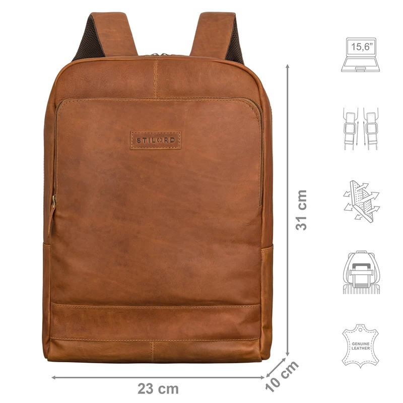"Wilbert" Rucksack mit vielen Fächern Leder Vintage