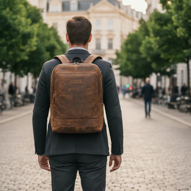 "Wilbert" Rucksack mit vielen Fächern Leder Vintage