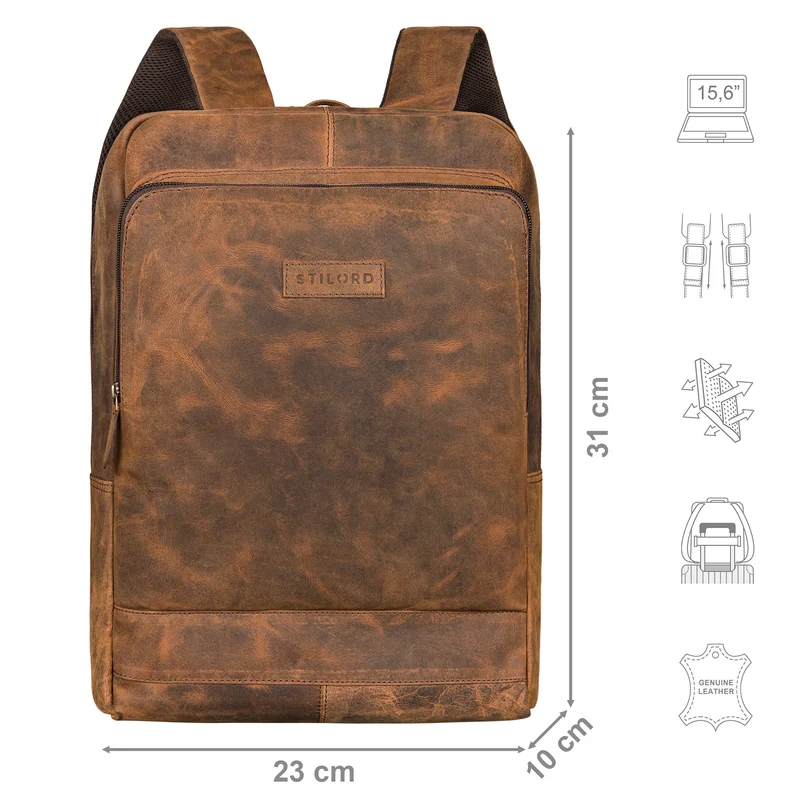 "Wilbert" Rucksack mit vielen Fächern Leder Vintage