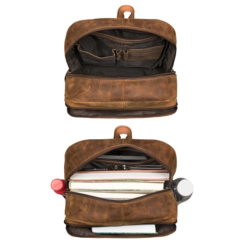 "Wilbert" Rucksack mit vielen Fächern Leder Vintage