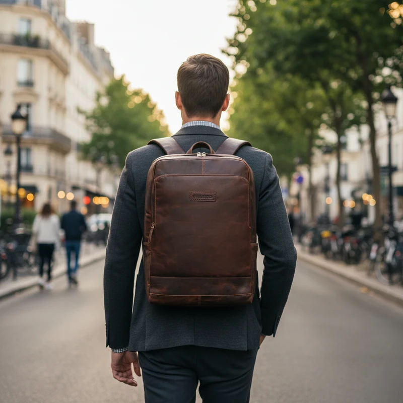 "Wilbert" Rucksack mit vielen Fächern Leder Vintage