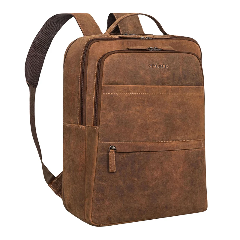 "Abel" Schlanker Lederrucksack mit 15,6 Zoll Laptop-Fach Herren Damen