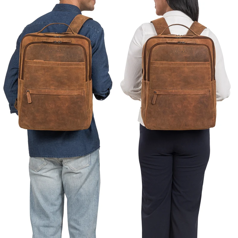 "Abel" Schlanker Lederrucksack mit 15,6 Zoll Laptop-Fach Herren Damen