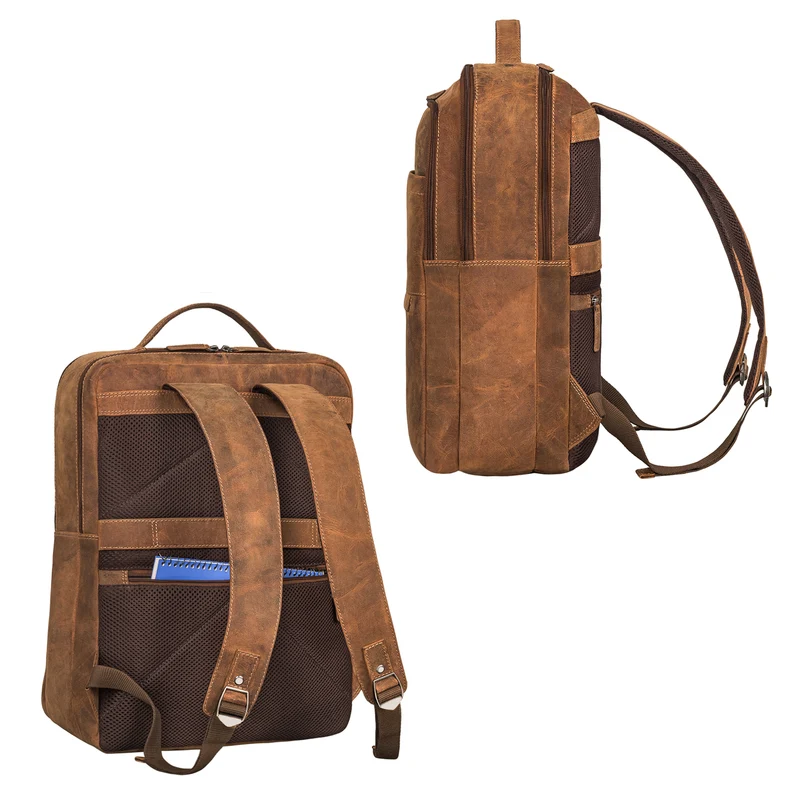 "Abel" Schlanker Lederrucksack mit 15,6 Zoll Laptop-Fach Herren Damen