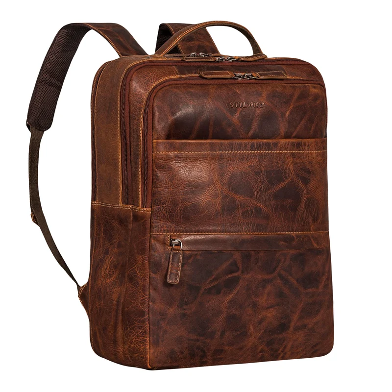 "Abel" Schlanker Lederrucksack mit 15,6 Zoll Laptop-Fach Herren Damen