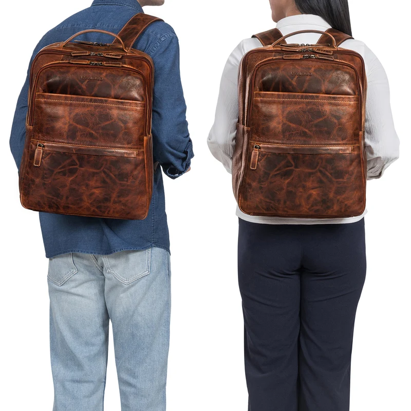 "Abel" Schlanker Lederrucksack mit 15,6 Zoll Laptop-Fach Herren Damen