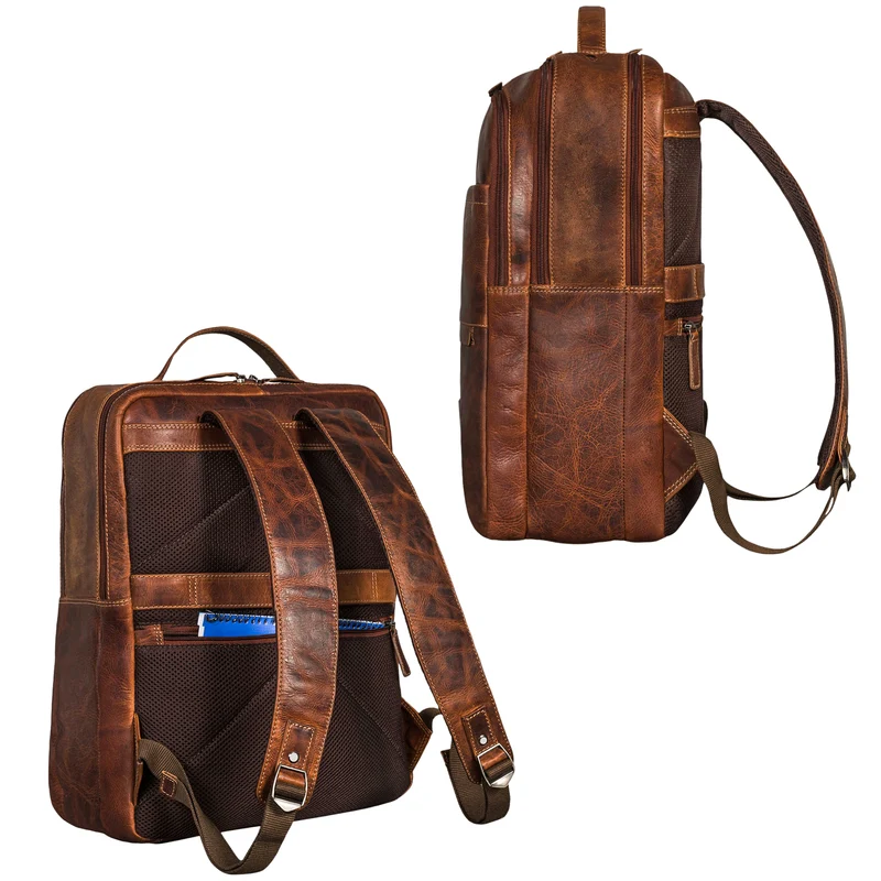 "Abel" Schlanker Lederrucksack mit 15,6 Zoll Laptop-Fach Herren Damen