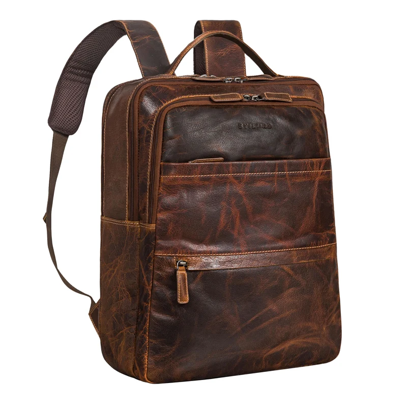 "Abel" Schlanker Lederrucksack mit 15,6 Zoll Laptop-Fach Herren Damen