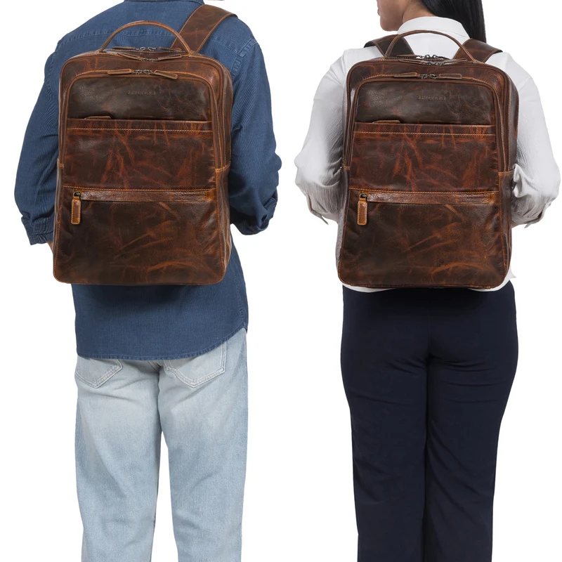 "Abel" Schlanker Lederrucksack mit 15,6 Zoll Laptop-Fach Herren Damen