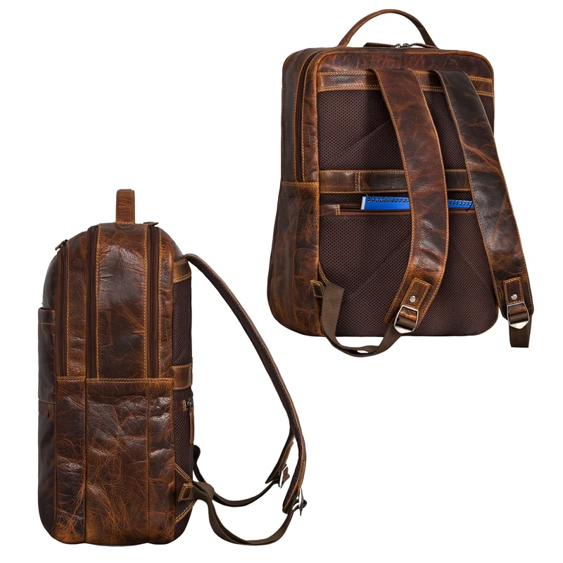 "Abel" Schlanker Lederrucksack mit 15,6 Zoll Laptop-Fach Herren Damen