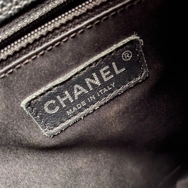 Chanel – GST-Tasche aus gestepptem Kaviarleder in Schwarz mit silberner Hardware
