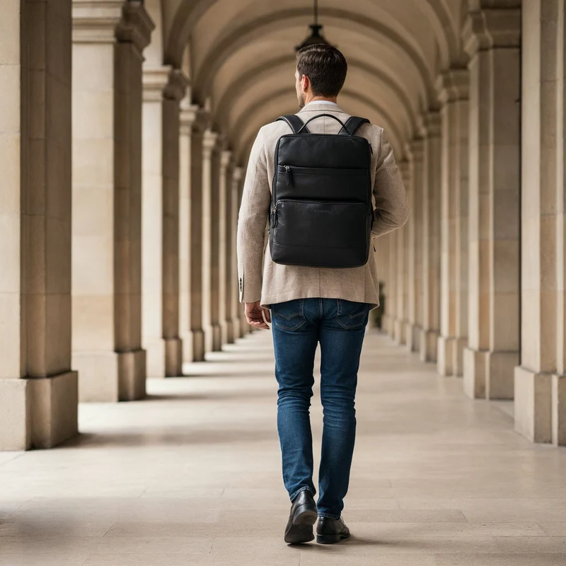 "Henning" Großer Lederrucksack Herren mit 16 Zoll Laptopfach