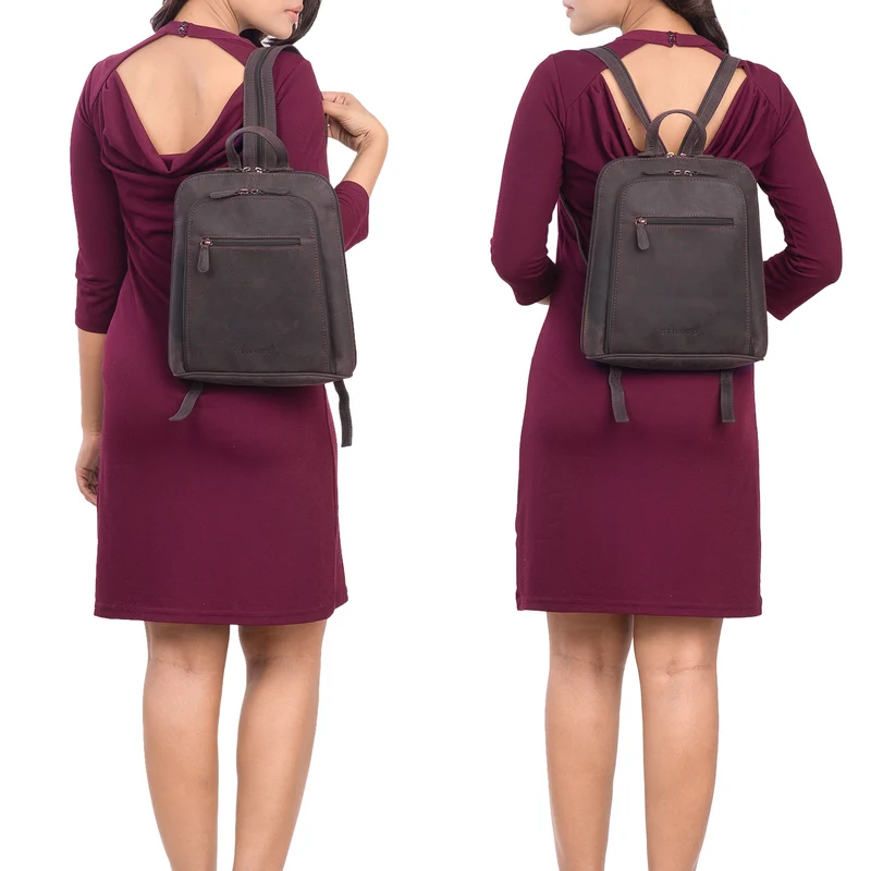 "May" Damen Rucksack Klein Leder Daypack Rucksackhandtasche Frauen