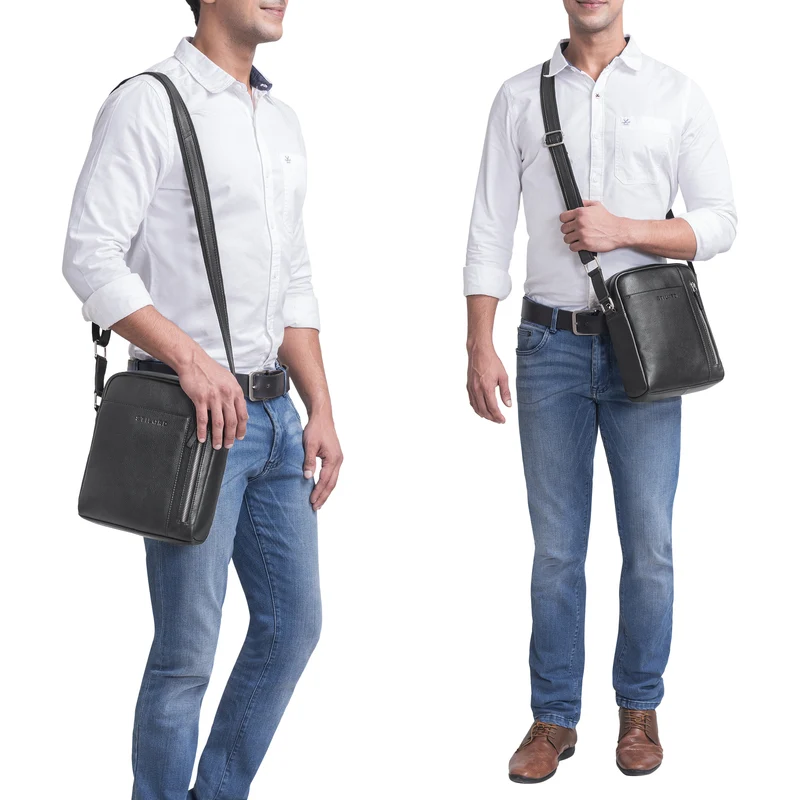 "Clint" Luxuriöse Schultertasche Herren klein Leder