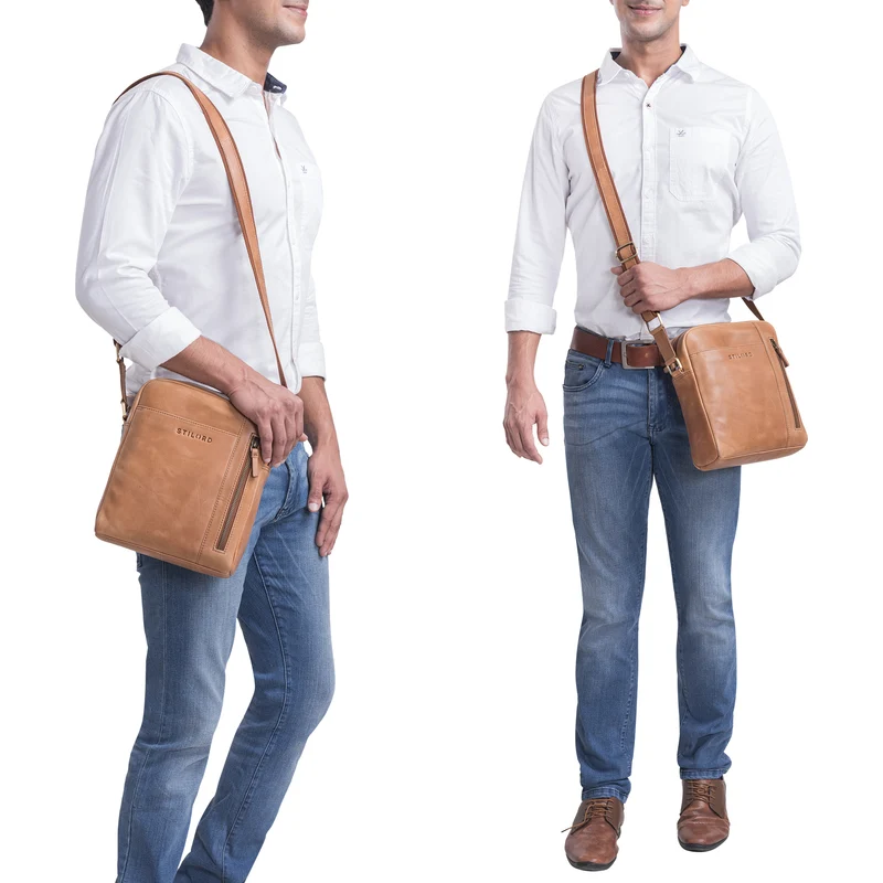 "Clint" Luxuriöse Schultertasche Herren klein Leder