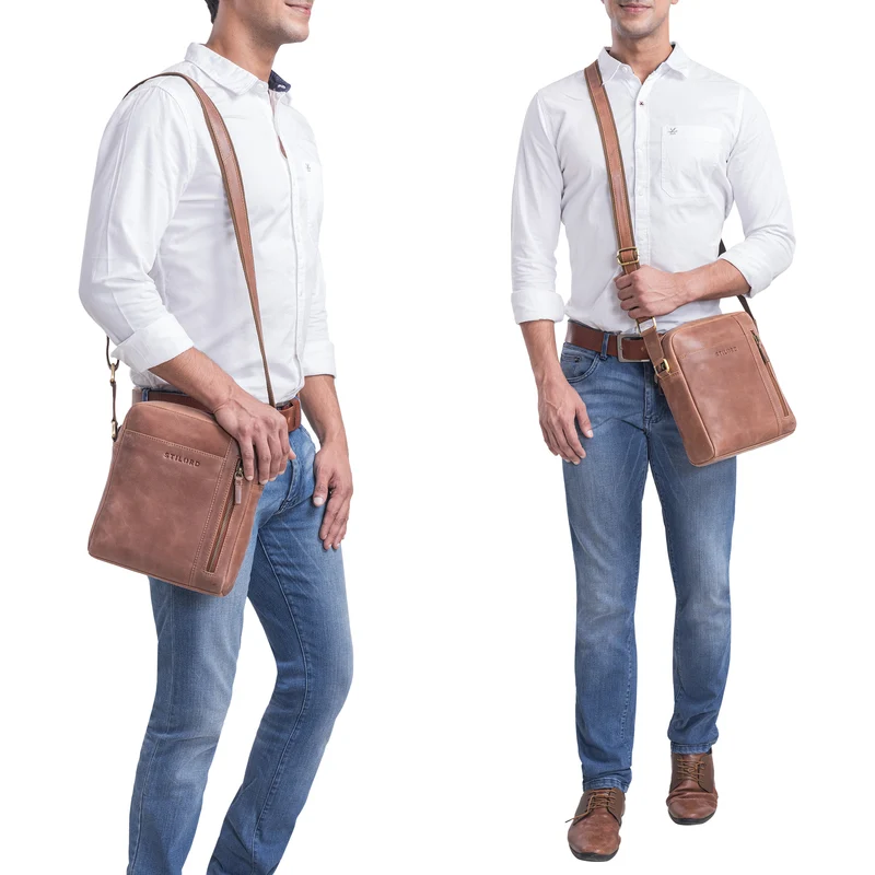 "Clint" Luxuriöse Schultertasche Herren klein Leder