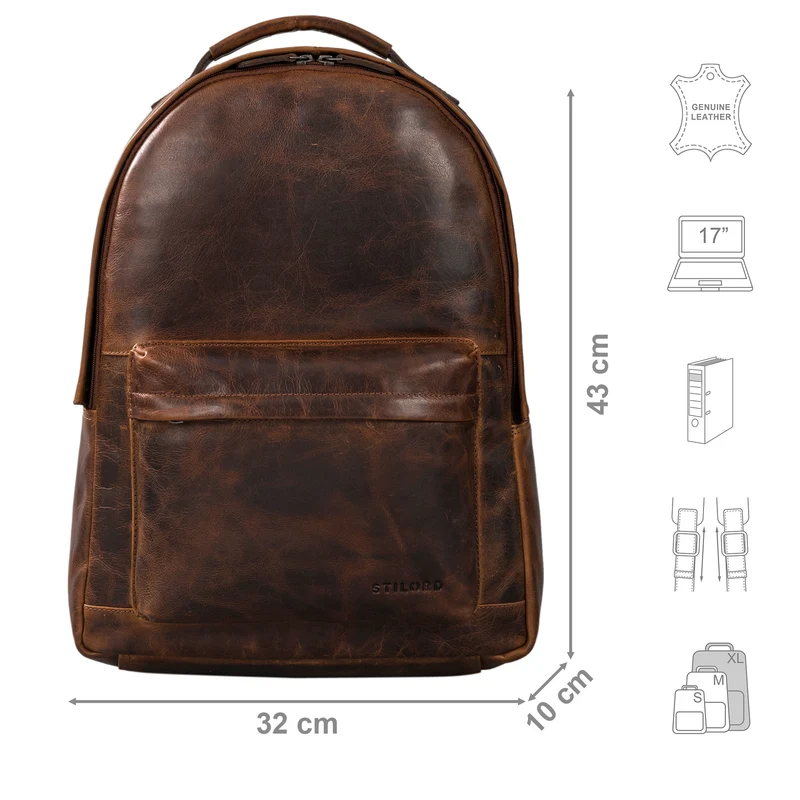 "Hagen" Vintage Lederrucksack Damen und Herren