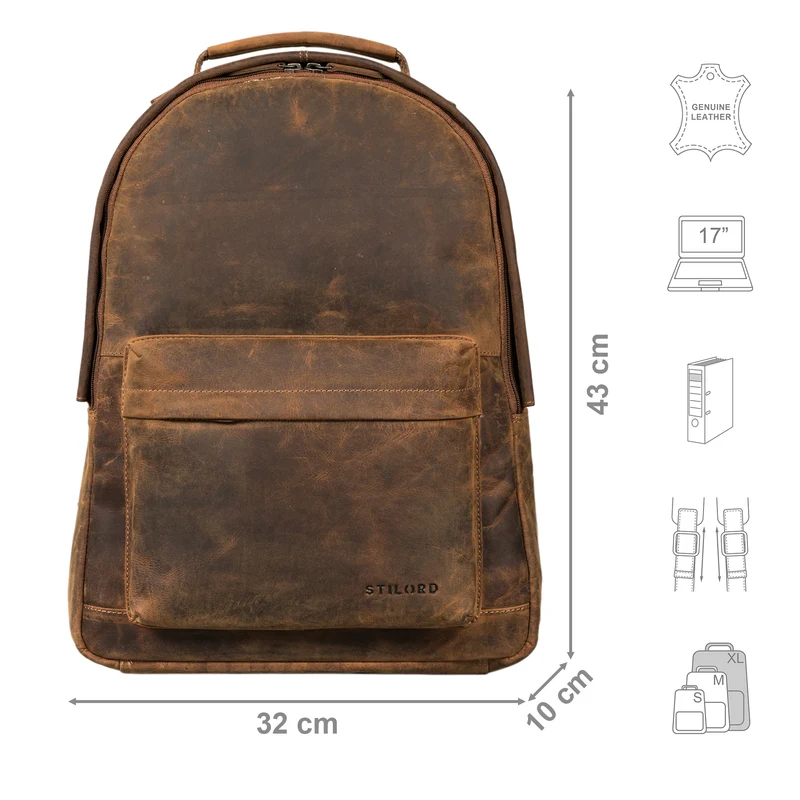 "Hagen" Vintage Lederrucksack Damen und Herren