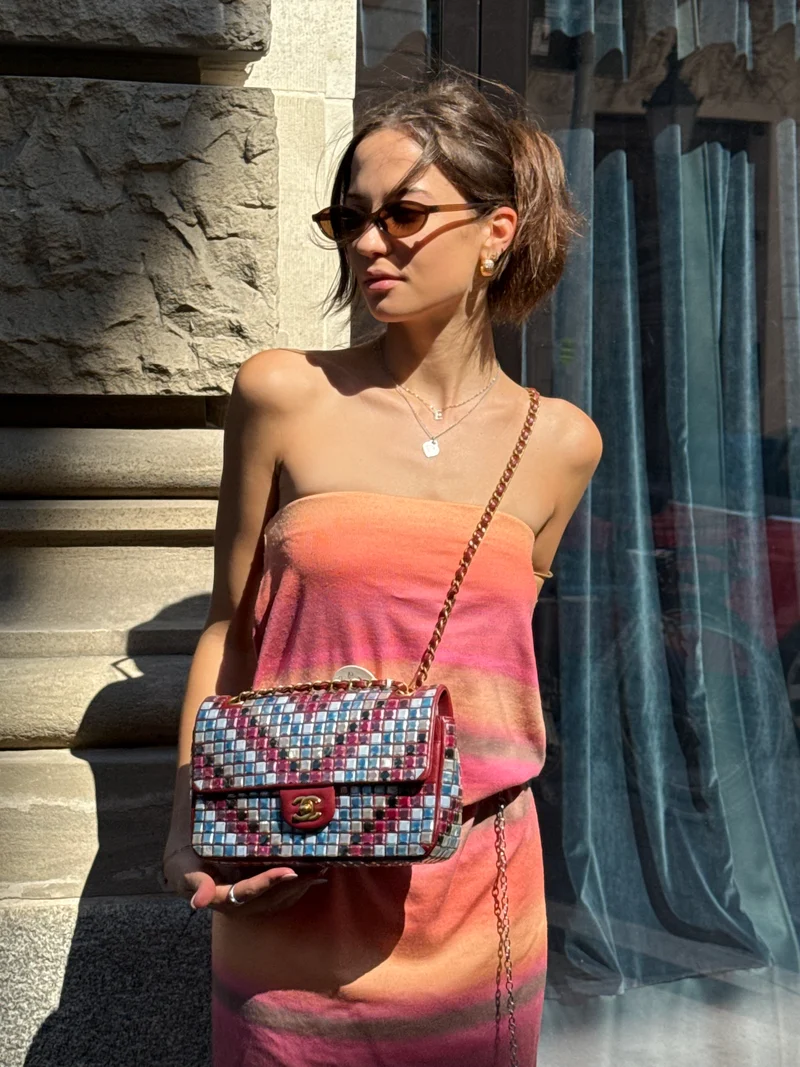 Chanel Runway Mosaic Medium Flap Bag in Rot und Mehrfarbig