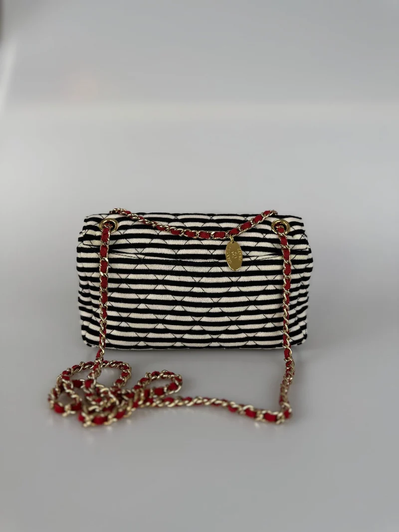 Chanel Sailor Bag Blau 2014 Gestreifte Mini Rechteck Klassische Single Flap Umhängetasche