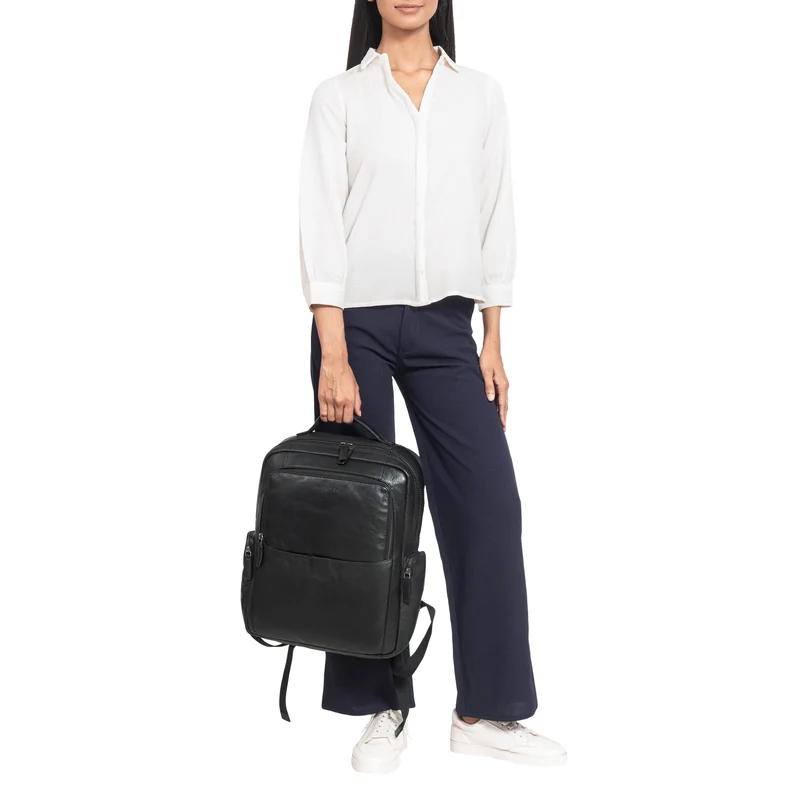 "Gino" Stilvoller Business Leder Rucksack für 15.6 - 17 Zoll Laptop