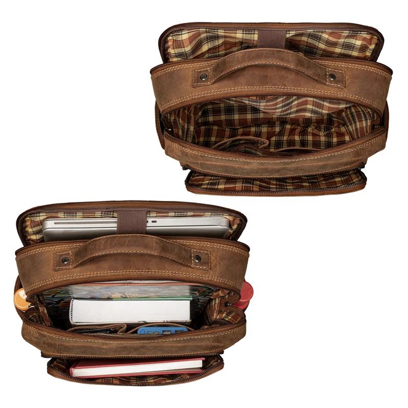 "Gino" Stilvoller Business Leder Rucksack für 15.6 - 17 Zoll Laptop