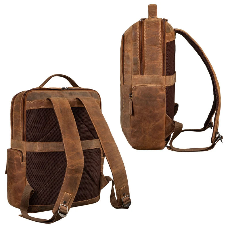 "Gino" Stilvoller Business Leder Rucksack für 15.6 - 17 Zoll Laptop