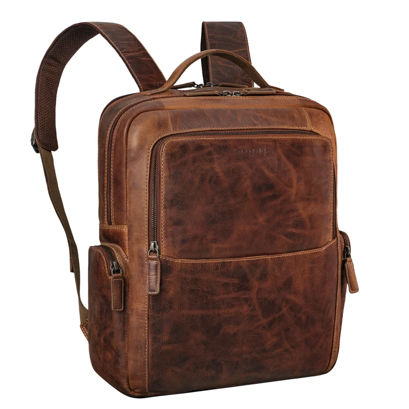 "Gino" Stilvoller Business Leder Rucksack für 15.6 - 17 Zoll Laptop