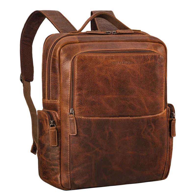 "Gino" Stilvoller Business Leder Rucksack für 15.6 - 17 Zoll Laptop