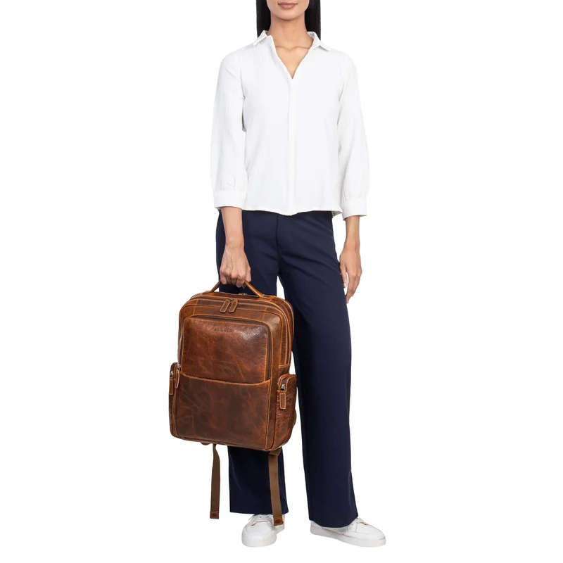 "Gino" Stilvoller Business Leder Rucksack für 15.6 - 17 Zoll Laptop