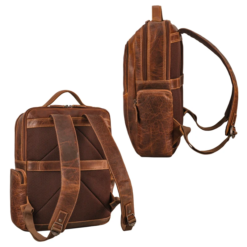 "Gino" Stilvoller Business Leder Rucksack für 15.6 - 17 Zoll Laptop